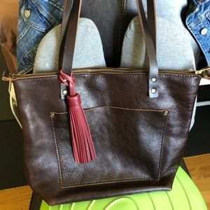 Portland Leather Goods medium zip tote- coldbrew